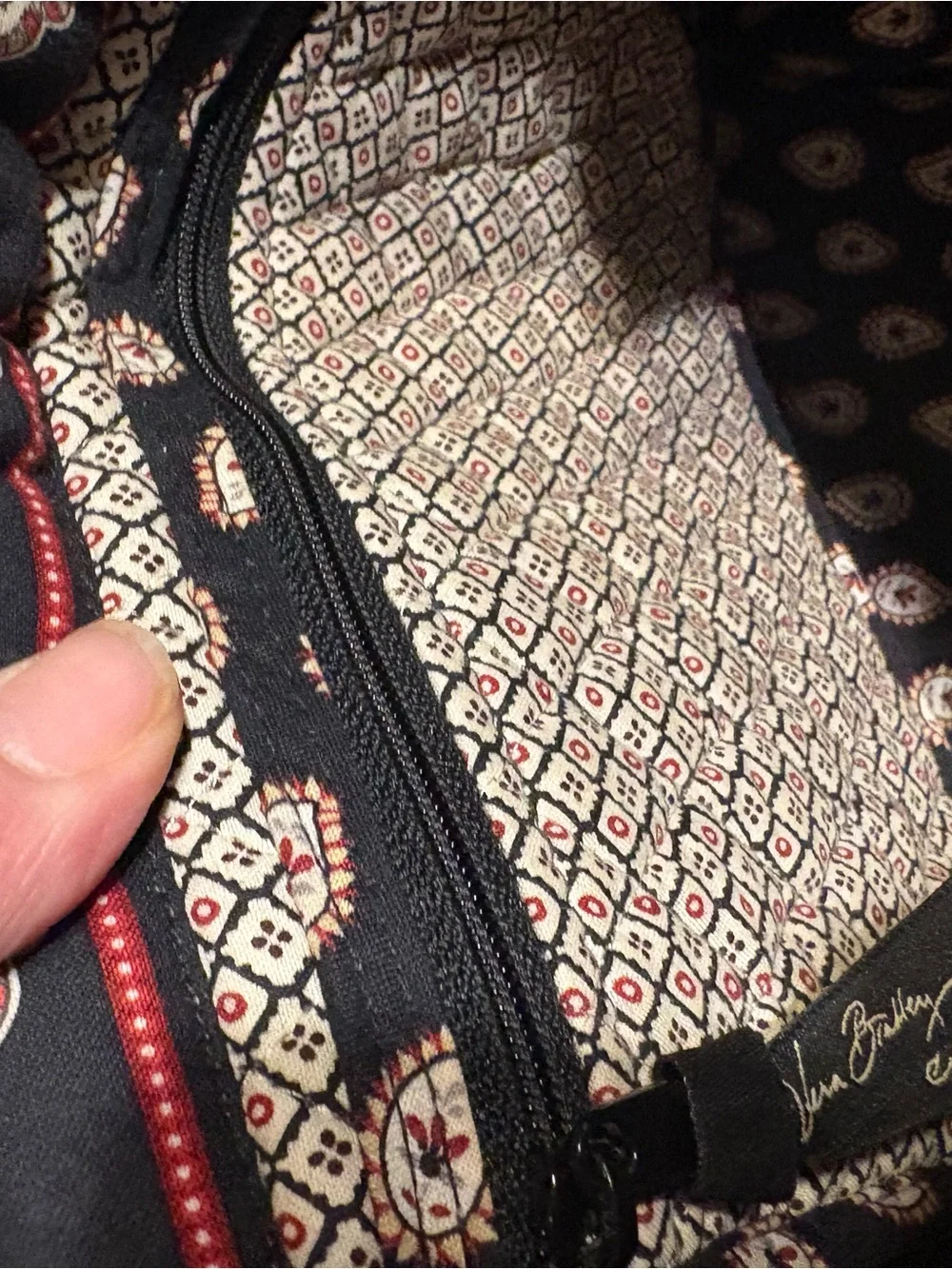 Vera Bradley Navy Quilted Paisley Tote with Red and Cream Accents
